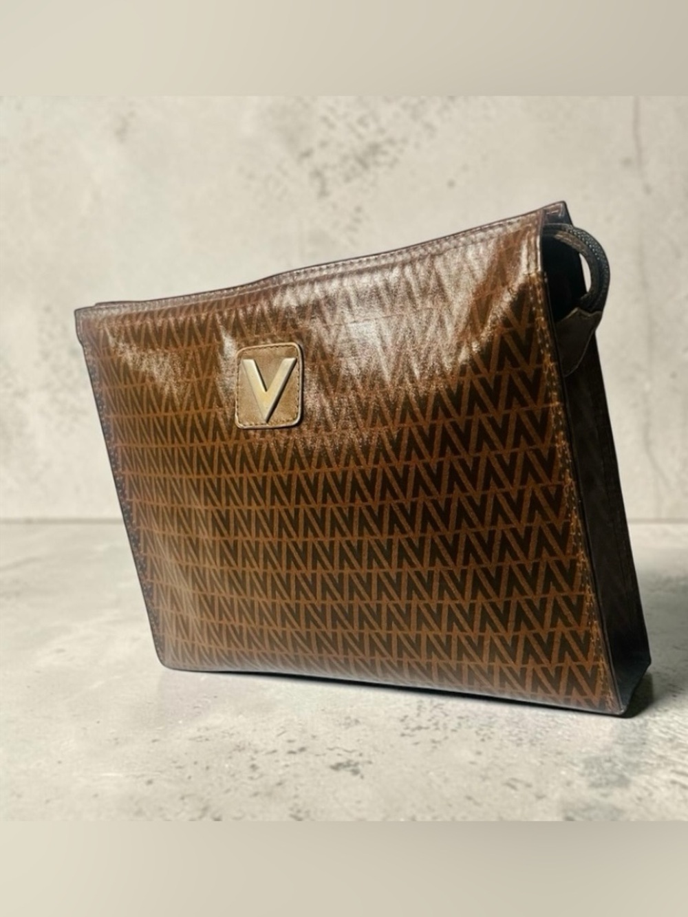 Mario Valentino Monogram Brown Clutch - Picture 13 of 14